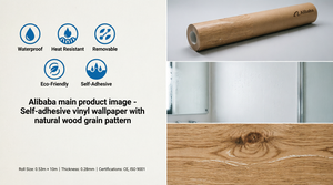 Papier peint auto-adhésif résistant à l'huile, facile à nettoyer, design <span class=keywords><strong>bois</strong></span> pour cuisine - Product Image 2