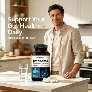 Cápsulas de Probióticos 4 en <span class=keywords><strong>1</strong></span>, 200 Mil Millones de UFC, 40 Cepas, Prebióticos, Postbióticos, Enzimas Digestivas, Salud Intestinal, Suplemento Vegetariano, OEM - Product Image 5