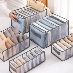 Custom Storage Box Closet Clothes Drawer Mesh Separation Box Stacking Pants Drawer Divider Home Organizer With Handle Foldable