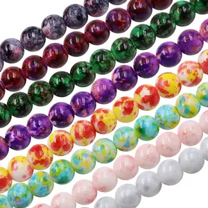 stock for sale 10mm glass bead strand assortment colorful floral loose beads combination flower beads for jewelry making