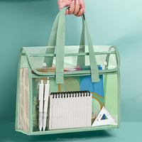 Venta al por mayor de suministros de almacenamiento para escuela y oficina de gran capacidad, bolsa de PVC para documentos, carpeta con archivos con asa