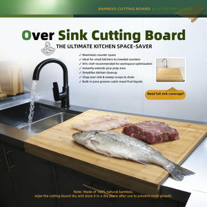Planche <span class=keywords><strong>à</strong></span> découper en bambou extra large personnalisée avec pieds amovibles, couvercle pour cuisinière et évier, bord antidérapant pour plan de travail de cuisine - Product Image 5
