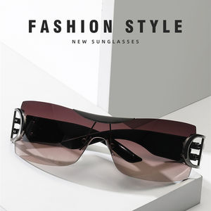 Fête femmes lunettes noir or Sport Lunette Homme Zonnebril hommes dames nuances lunettes de soleil surdimensionné sans monture Y2K <span class=keywords><strong>futuriste</strong></span> <span class=keywords><strong>Pc</strong></span> - Product Image 6