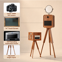 Machine à photos portable vintage avec imprimante, design en bois, pour location événementielle (mariages, fêtes)