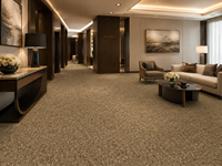 Dalles de moquette modernes personnalisées à motifs organiques pour bureaux, 50x50cm, taupe brun, design grain de bois, nylon écologique commercial