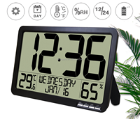 Jam Dinding Elektronik Plastik Layar Digital LED Besar Fungsi Snooze Tampilan Suhu Kuarsa Bertenaga USB Kontemporer