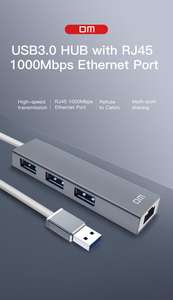 Hub USB 3.0 Mini Haute Vitesse pour Ordinateur <span class=keywords><strong>Portable</strong></span> <span class=keywords><strong>PC</strong></span> 3 Ports 1000 Mbps <span class=keywords><strong>Ethernet</strong></span> Aluminium Noir CHB012 Garantie 1 An En Stock - Product Image 6