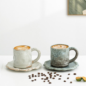 Retro Ceramic Coffee Cup and Saucer <strong>Set</strong> Handmade Office Water Cups Retro Afternoon <strong>Tea</strong> <strong>Set</strong> Creative <strong>Gift</strong> for Travel or Home - Product Image 5