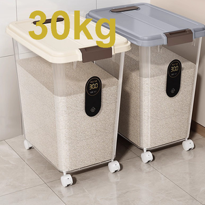 15kg 30kg de qualité <span class=keywords><strong>alimentaire</strong></span> PP boîte à riz en plastique ménage anti-insectes étanche à l'humidité scellé cuisine farine boîte de stockage - Product Image 2