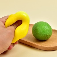 Jouet anti-stress en forme de citron à presser, en caoutchouc, texture pâteuse, rebond lent, amusant, aspect boueux, fausse simulation de fruit