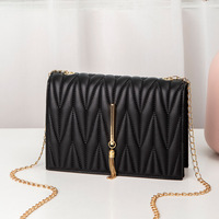 Tas Selempang Wanita Model Korea Terbaru, Tali Tunggal, Hiasan Rumbai, Bahan PU, Anti Maling, Tahan Air, Bentuk Kotak, Kecil, Modis