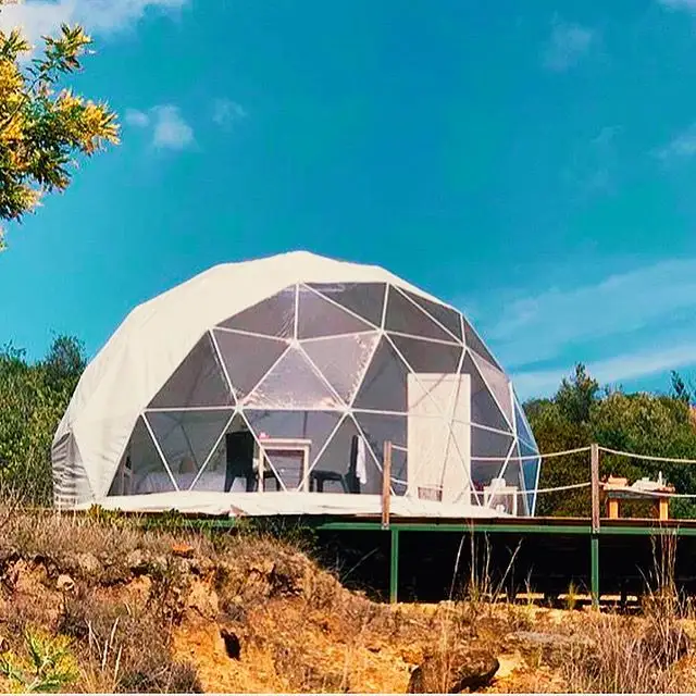 Disesuaikan Luar Ruangan Rumah Besar Glamping Pvc Kanvas Kubah Tenda Geodesi Dome Gurun Igloo Tenda Kanopi dan Kubah untuk Geodesi