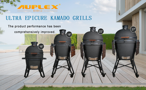 Barbecue <span class=keywords><strong>Kamado</strong></span> en céramique Auplex Epicure Series 22 pouces, fumoir au charbon de bois, grande taille pour cuisine extérieure - Product Image 6