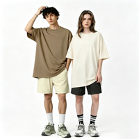 T-shirt en coton blanc délavé, style streetwear, coupe oversize à épaules tombantes, impression personnalisée de haute qualité, t-shirt épais pour homme