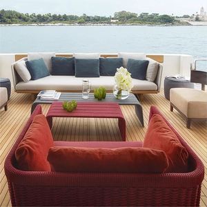 Açık kanepe eğlence sandalye açık avlu Villa bahçe açık-hava katı ahşap su geçirmez güneş koruma Rattan kanepe kombinasyonu - Product Image 3