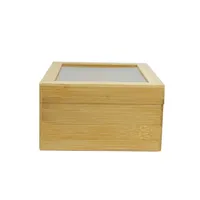 Boîte de rangement en bambou écologique à 6 compartiments avec couvercle en acrylique transparent pour sachets de thé, petits objets, organisateur alimentaire