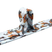 Cravates en soie pour hommes, personnalisées avec impression, fines et étroites, à motifs fantaisie colorés (carpes joyeuses, animaux, poissons), couleur turquoise, vente en gros de Chine