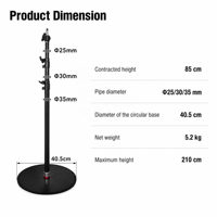 Support de lumière monopode à base ronde de 2,1 m, trépied en aluminium réglable en hauteur de 83 pouces, support de microphone au sol, capacité de charge de 20 kg
