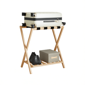 Porte-bagages en bambou 26,8x15x22,8 pouces, design minimaliste durable, mobilier d'hôtel - Product Image 1