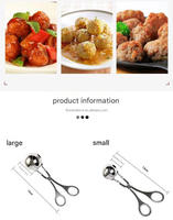 Klip alat pembuat bakso Newbie, sendok pembentuk sendok daging, sendok Stainless Steel tidak lengket