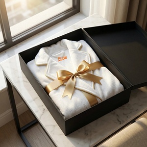 <span class=keywords><strong>Accappatoio</strong></span> di Lusso con Bordi a Contrasto in 100% Cotone Egiziano, Morbido e Assorbente, con Colletto a Risvolto, per <span class=keywords><strong>Uomo</strong></span> e Donna - Product Image 4