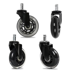 Factory Wholesale Black Transparent 3 Inch Polyurethane Swivel Casters 50kg Heavy Load Silent Eco Friendly Furniture Wheels - Product Image 1