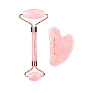 Haute Qualité Naturel Rose Quartz Jade Gua Sha Pierre Private Label Cristal Rouleau Masseur Facial avec Boîtes - Product Image 2