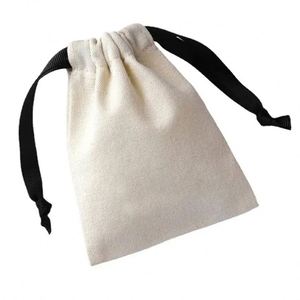 Bolsa de Tela de Algodón Muselina Orgánica Ecológica Personalizada, Bolsa Pequeña Blanca de Calicó con Cordón y Logotipo Impreso - Product Image 4