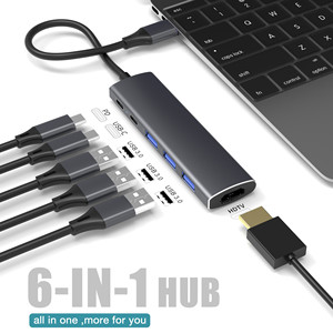 1in6 Type-C <span class=keywords><strong>Docking</strong></span> <span class=keywords><strong>Station</strong></span> USB3.0 cho Apple M1 cho Huawei máy tính xách tay PD USB Hub - Product Image 2