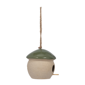 Mangiatoia Rotonda Sospesa per Uccelli con Tetto Verde per Esposizione in Giardino e Cortile - Product Image 3