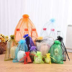 Sacs cadeaux en organza personnalisés en gros, grands sacs à bijoux, pochettes à cordon recyclables pour les mariages - Product Image 1