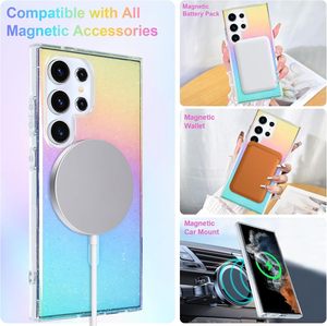 Per Samsung Galaxy S25 Ultra Case chiara estetica iridescente arcobaleno per S23 S24 Ultra FE copertura del telefono magnetico gradiente colori - Product Image 3