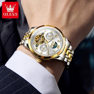 Drop Shipping for 7071 Business Fashion Original Automatic Mechanical Watch Unisex Hollowed Movement <b>Calendar</b> Glass Pointer - Product Image 4