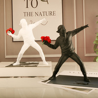 Sculpture abstraite Banksy 'Still Flower', figurine décorative pour salon, bureau, décoration intérieure, artisanat en résine, vente d'usine