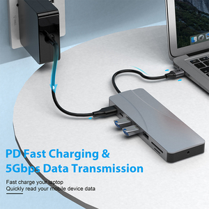 14 Cổng USB-C Đế Cắm Kép HDM-I VGA RJ45 Được Hỗ Trợ USB3.0 Loại C Hub Máy Tính Xách Tay Phổ Thông 14 Trong 1 USB C Trạm Sạc - Product Image 5