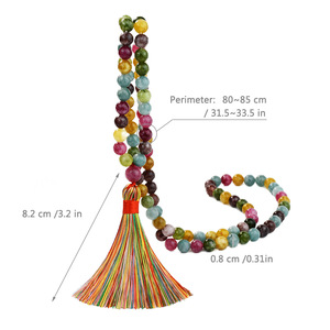 Collar de Moda con <span class=keywords><strong>99</strong></span> Cuentas de Ágata, Rosario de Oración, Collares de Piedras Naturales con Cuentas - Product Image 6