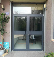 Puerta de Aluminio de Estilo Moderno en Gris Oscuro con Persianas Integradas y Tragaluces/Luces Laterales para Uso en Hospitales, Hoteles, Oficinas Comerciales, Tamaño Personalizado