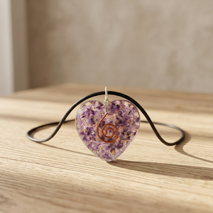2019 New Design Amethyst Heart <b>Orgonite</b> Pendant - Product Image 4