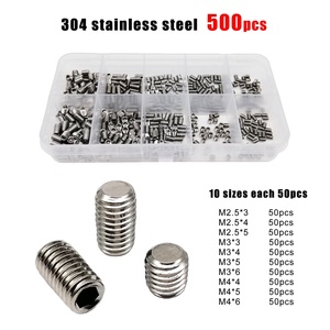 500 Cái/hộp M2.5 M3 M4 304 Thép Không Gỉ DIN913 Đen Hex Hexagon Ổ Cắm Allen Flat Point Grub Bolt <span class=keywords><strong>Set</strong></span> Vít Kit Hộp - Product Image 2