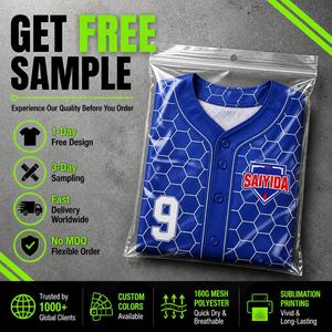 Maillot de baseball personnalisé en gros, imprimé hexagonal, séchage rapide, respirant, boutonné, en polyester, uniforme d'équipe par sublimation - Product Image 5