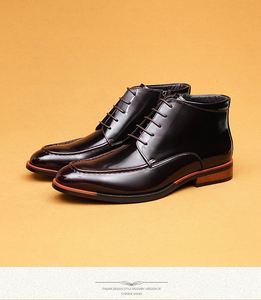 Botas Chelsea para Hombre 2025, de Piel Genuina con Acabado Brillante, Estilo Brogue Británico, con Cordones, Botines de Invierno, Casuales, de Vestir, para Boda - Product Image 1