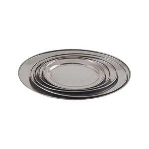 キッチンステンレス鋼楕円形皿プレートディナー食器卵形プレート異なるサイズ