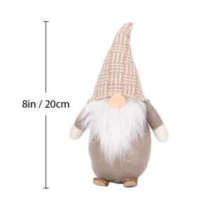 Woven Basket Weave Hat Christmas Gnome Plush Neutral Tomte Doll with Wood <b>Log</b> Feet for Rustic Home <b>Decor</b> Wholesale - Product Image 2