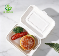 Contenants alimentaires en bagasse écologiques, résistants à la graisse et compatibles micro-ondes, boîtes à clapet en bagasse, boîtes à emporter jetables