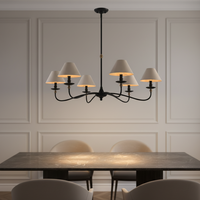 Lustre en fer doré au design moderne OEM ODM, suspension LED avec ampoule E26, éclairage de plafond à faisceau 360° haute luminosité pour salon