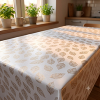 Nappe de table en PVC de luxe avec feuilles dorées, résistante aux taches, imperméable, pour mariage, fête, décoration de restaurant