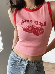 Top corto <span class=keywords><strong>estampado</strong></span> sin mangas para <span class=keywords><strong>mujer</strong></span>, camiseta ajustada, ropa de calle Cool Girl, <span class=keywords><strong>chaleco</strong></span> Retro Sexy - Product Image 5