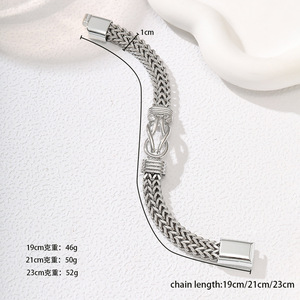 <b>Titanium</b> Steel Double Row <b>Chain</b> Bracelet Magnetic Clasp Unisex Fashion Jewelry Gift - Product Image 3
