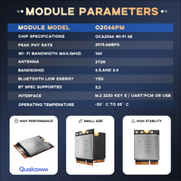 Módulo WiFi 6E Qualcomm QCA2066, 3Gbps, Tri-Banda 2.4G 5G 6GHz, 802.11ax 2x2 MU-MIMO, BT5.3, M.2 para IoT Gateway