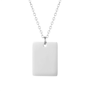 Collier à breloque personnalisable unisexe en gros, pendentif carré vierge pour bijoux DIY - Product Image 2